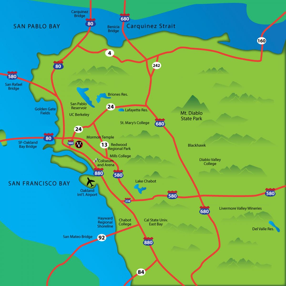 kaart van die oos-bay area ca
