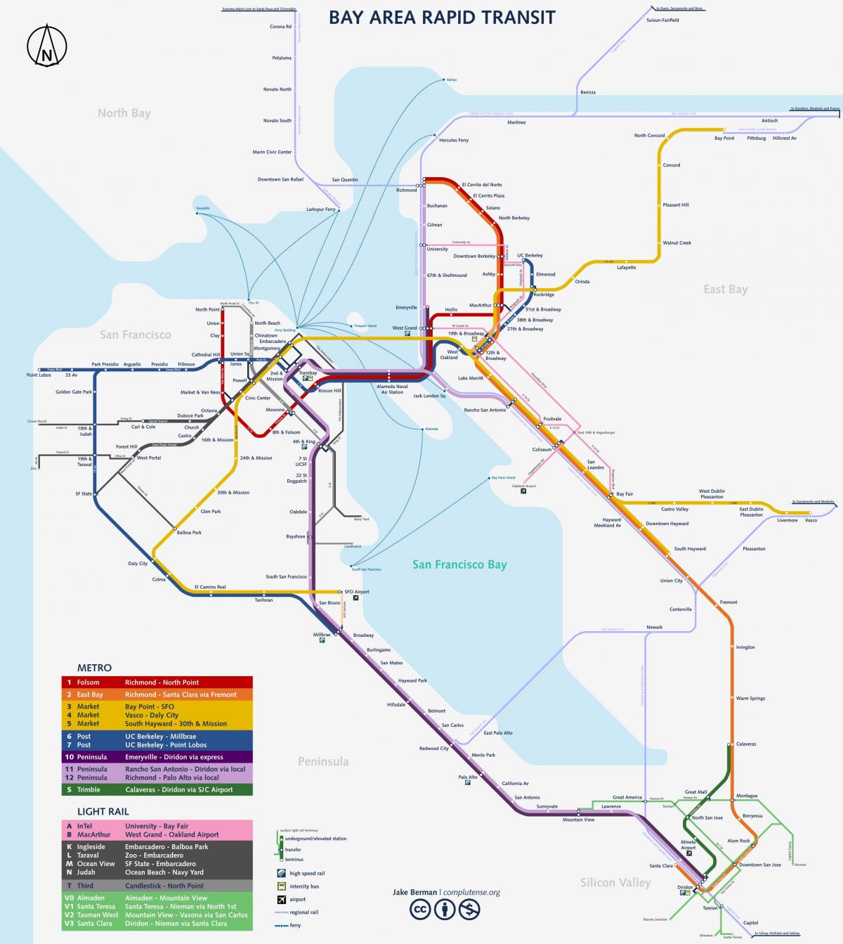 San Francisco metro stelsel kaart