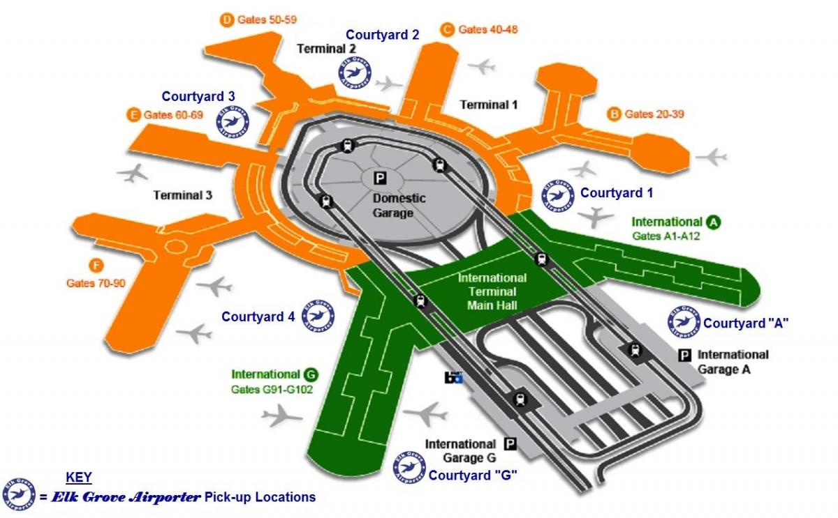 SFO internasionale terminale aankomelinge kaart