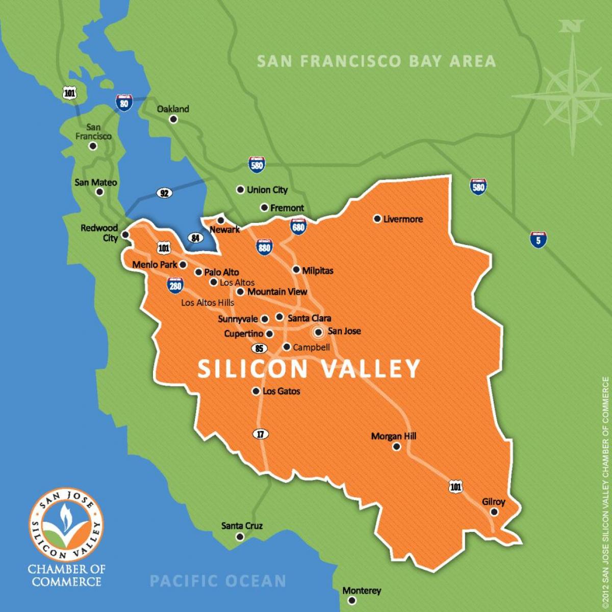 silicon valley in die wêreld kaart