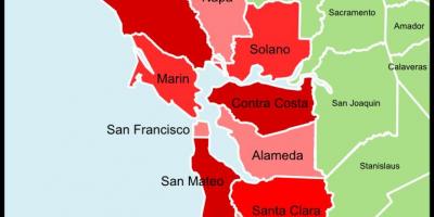 San Francisco bay area county kaart