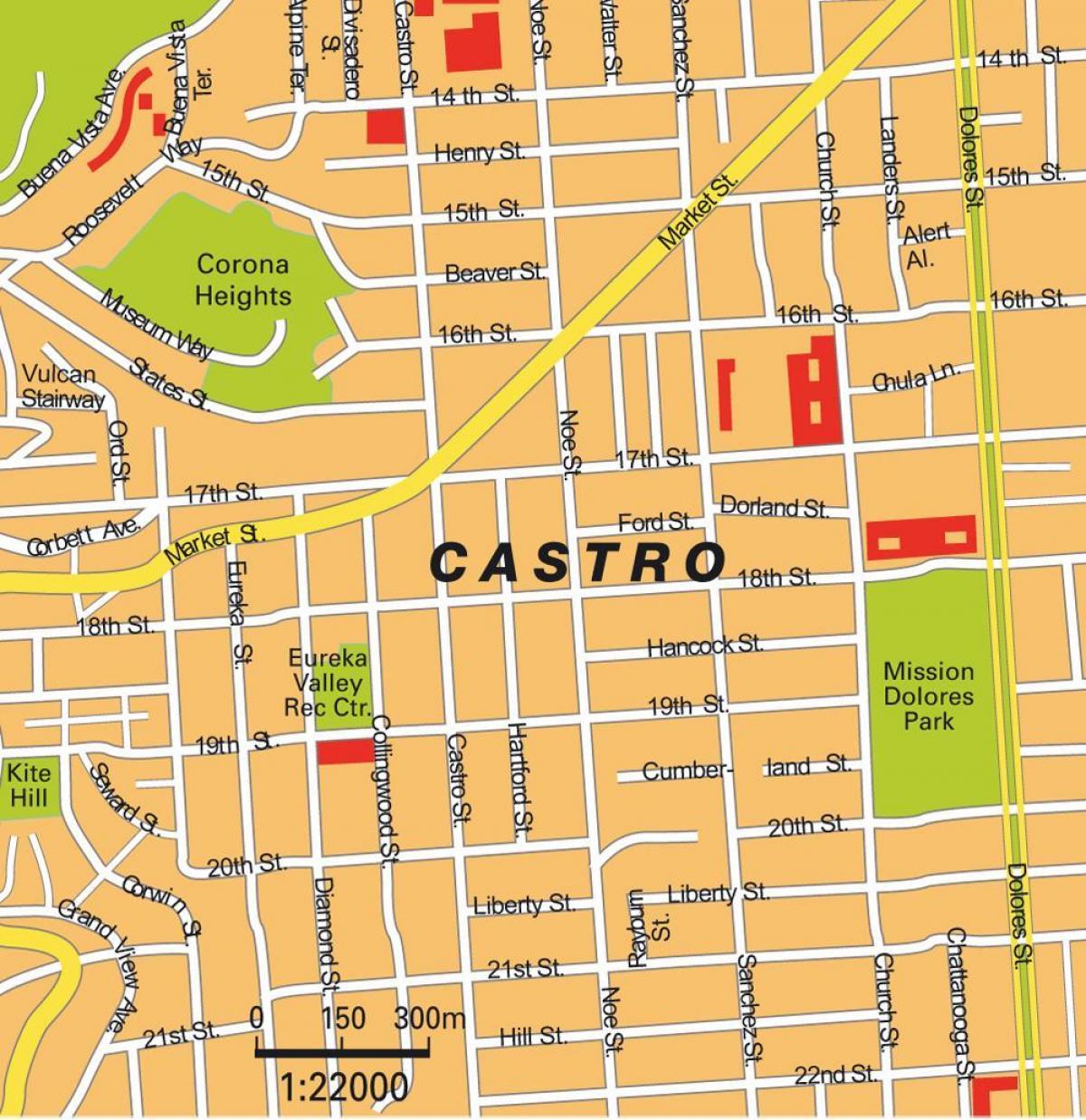 kaart van castro distrik in San Francisco
