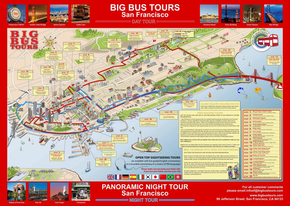 groot rooi bus San Francisco kaart