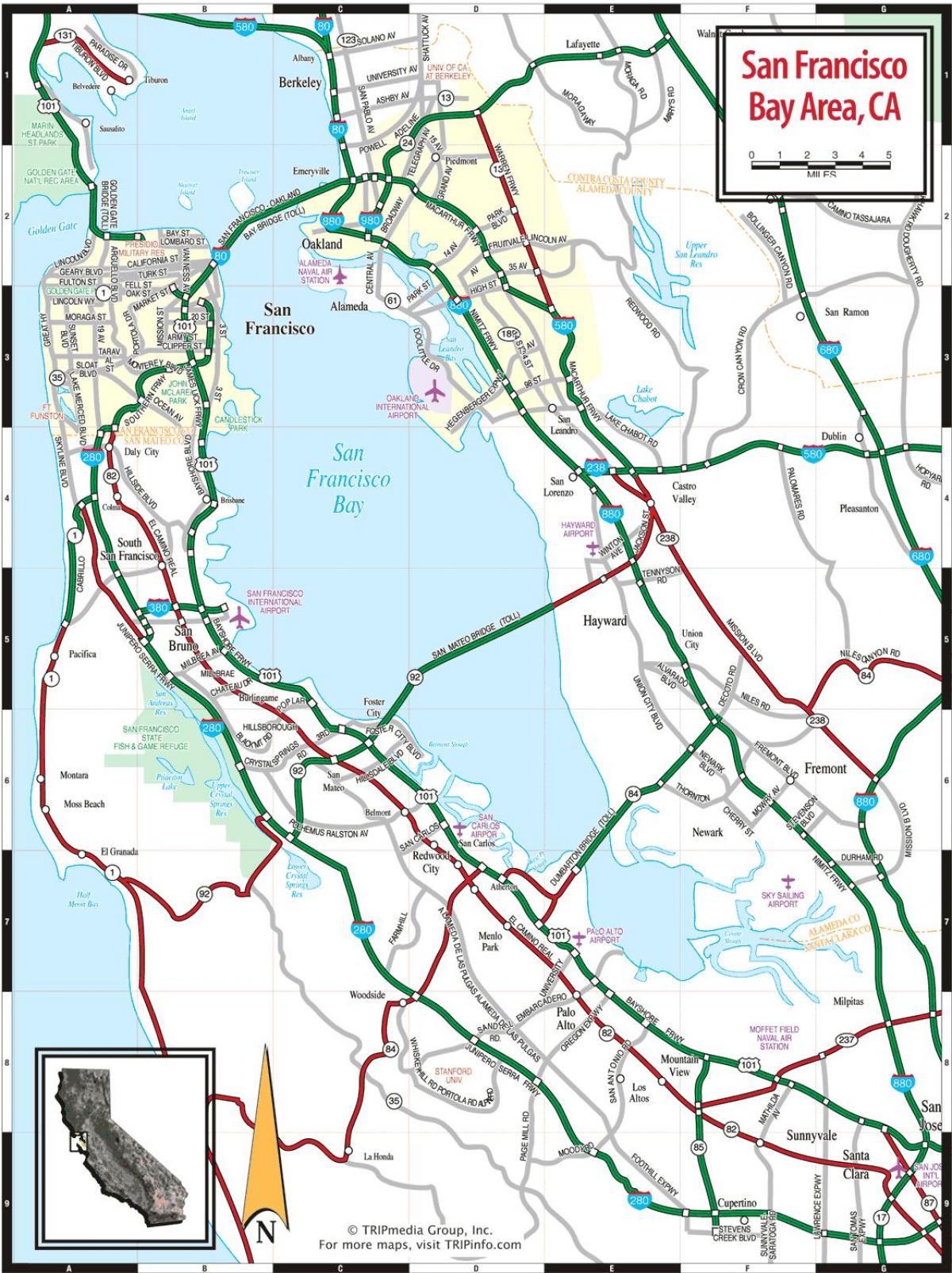 kaart van die San Francisco bay area