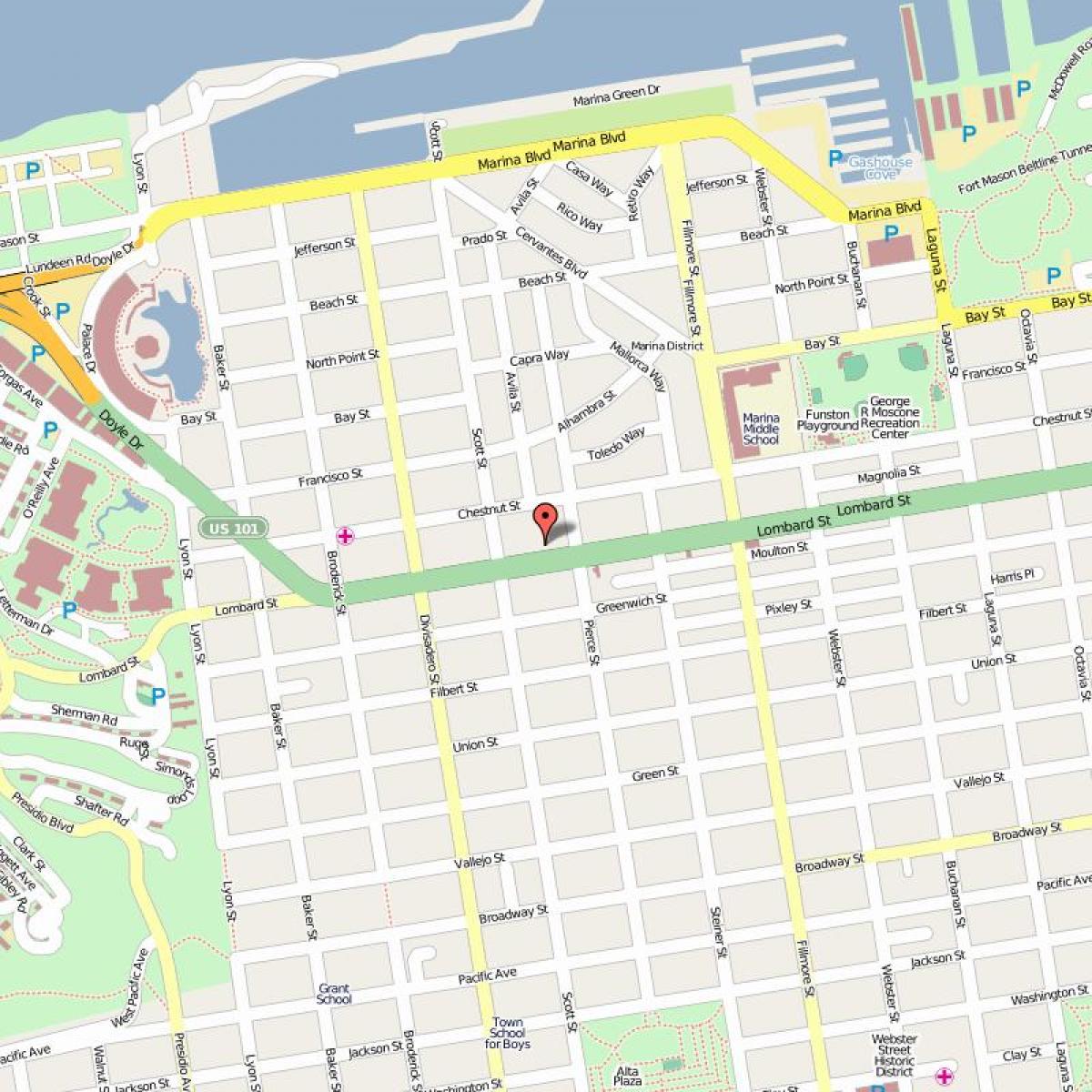 Kaart van die lombard street San Francisco