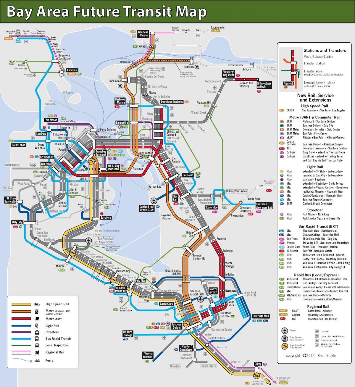 San Francisco massa vervoer kaart