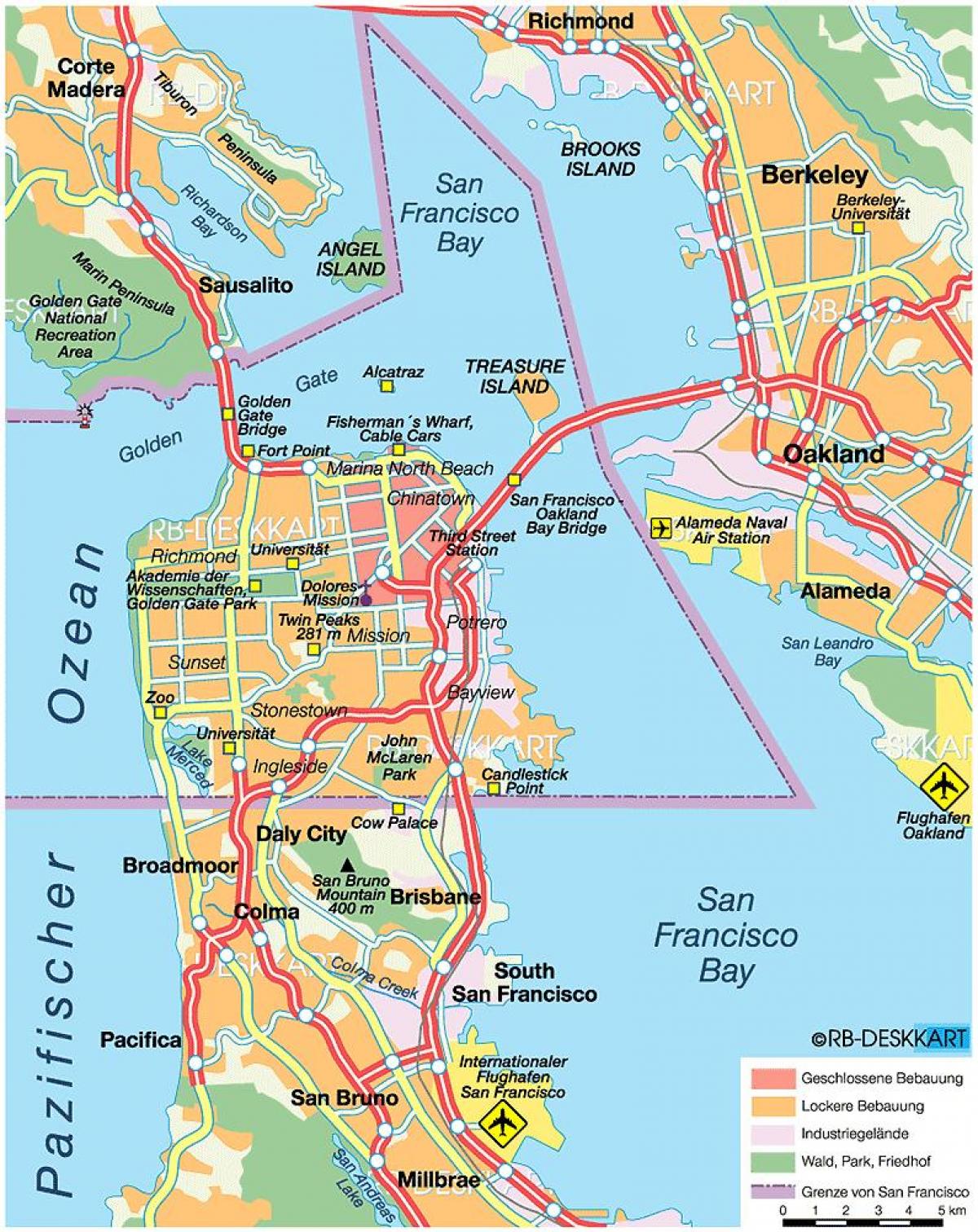 kaart van die oos-bay stede