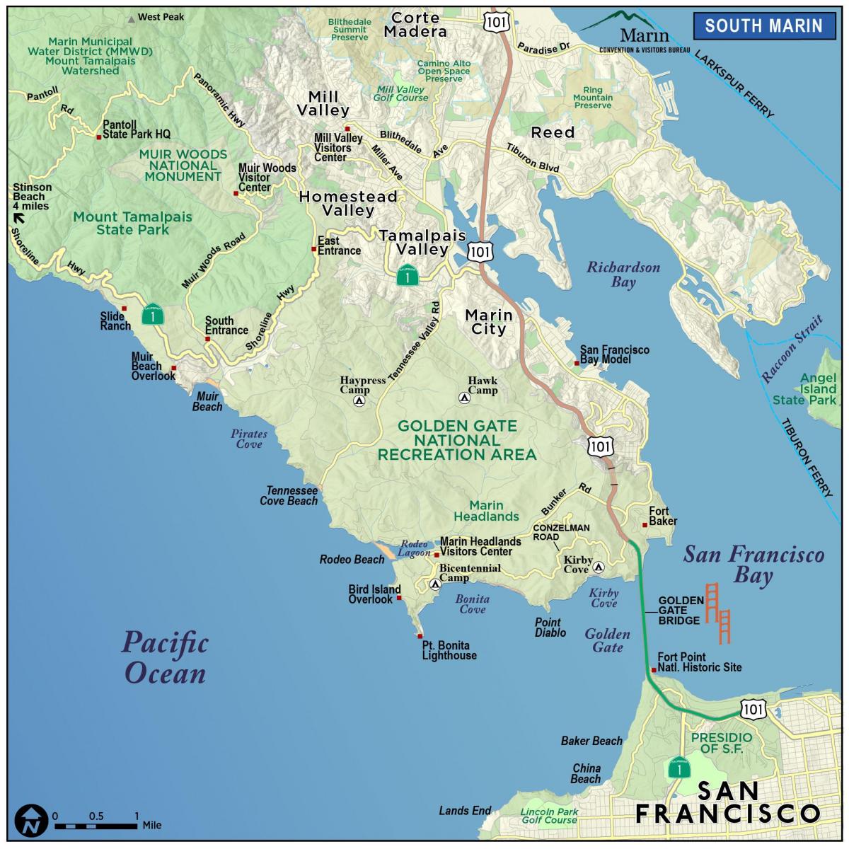 Kaart van redwood bos San Francisco