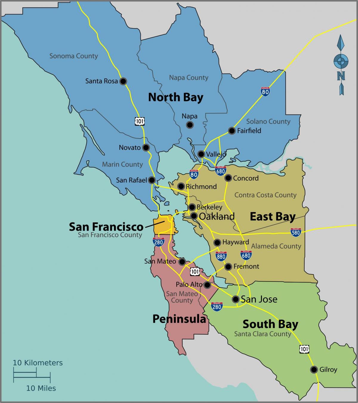 San Francisco bay op'n kaart