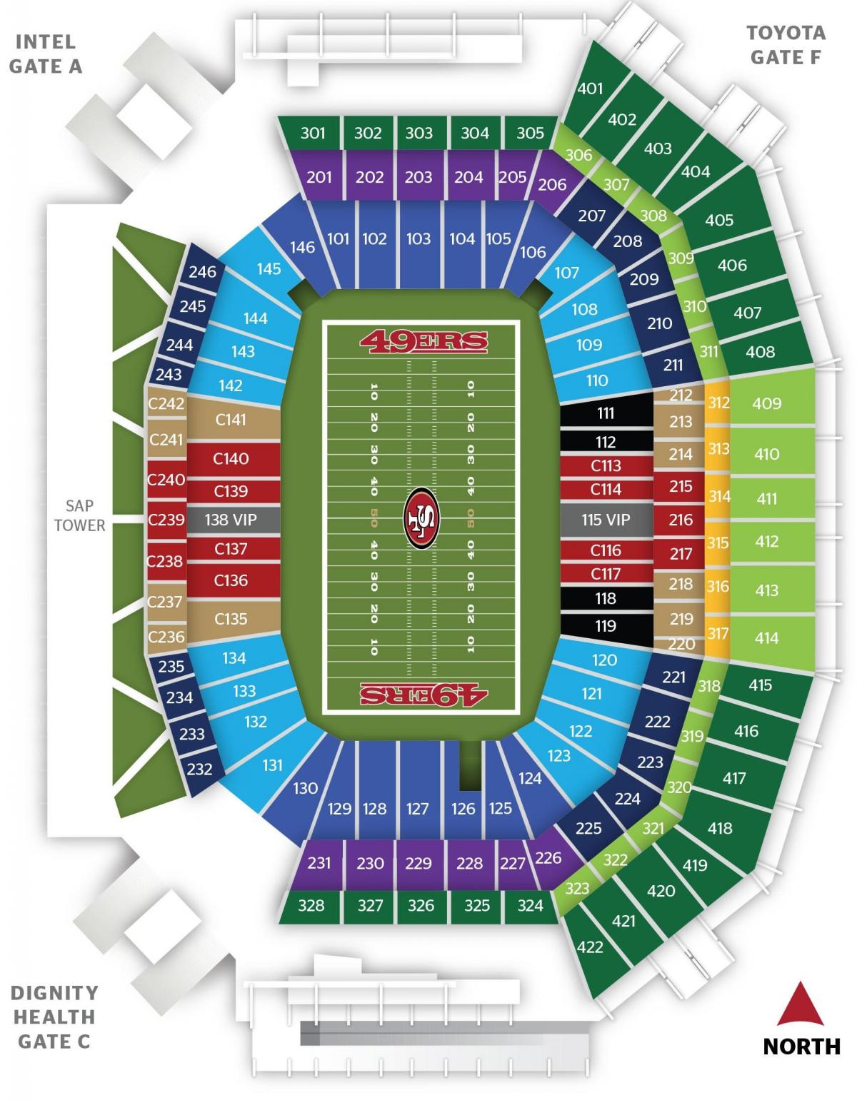 Kaart van die San Francisco 49ers stadion