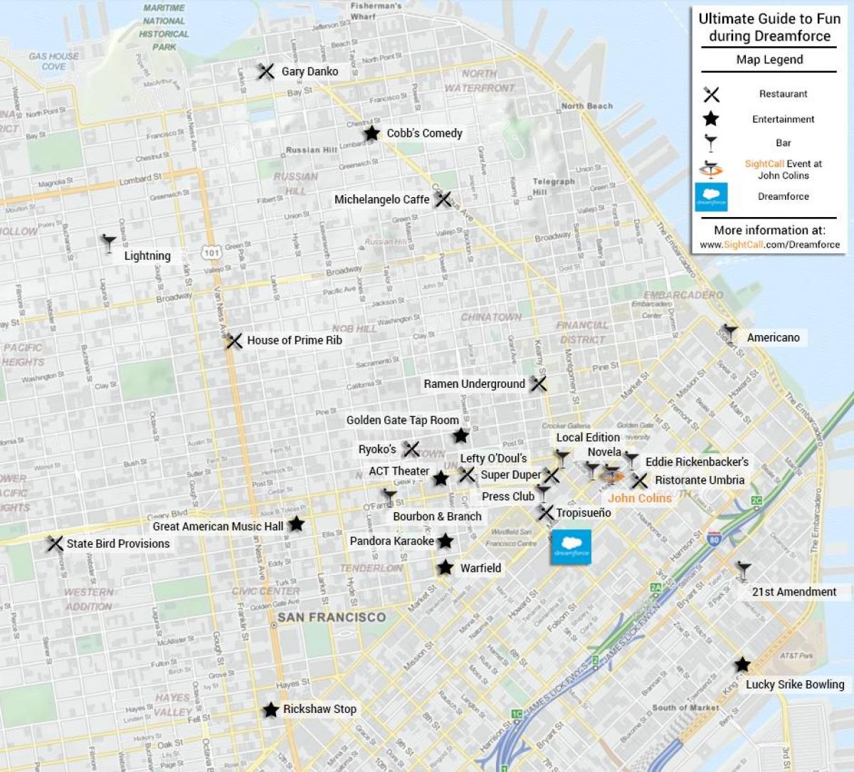Kaart van San Francisco bar