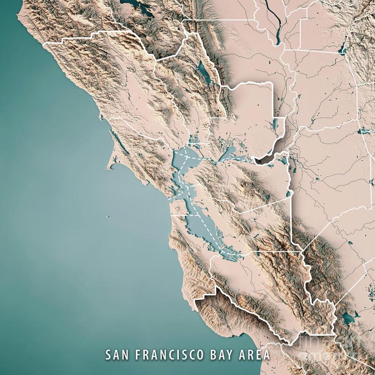Kaart van die San Francisco bay topografiese 