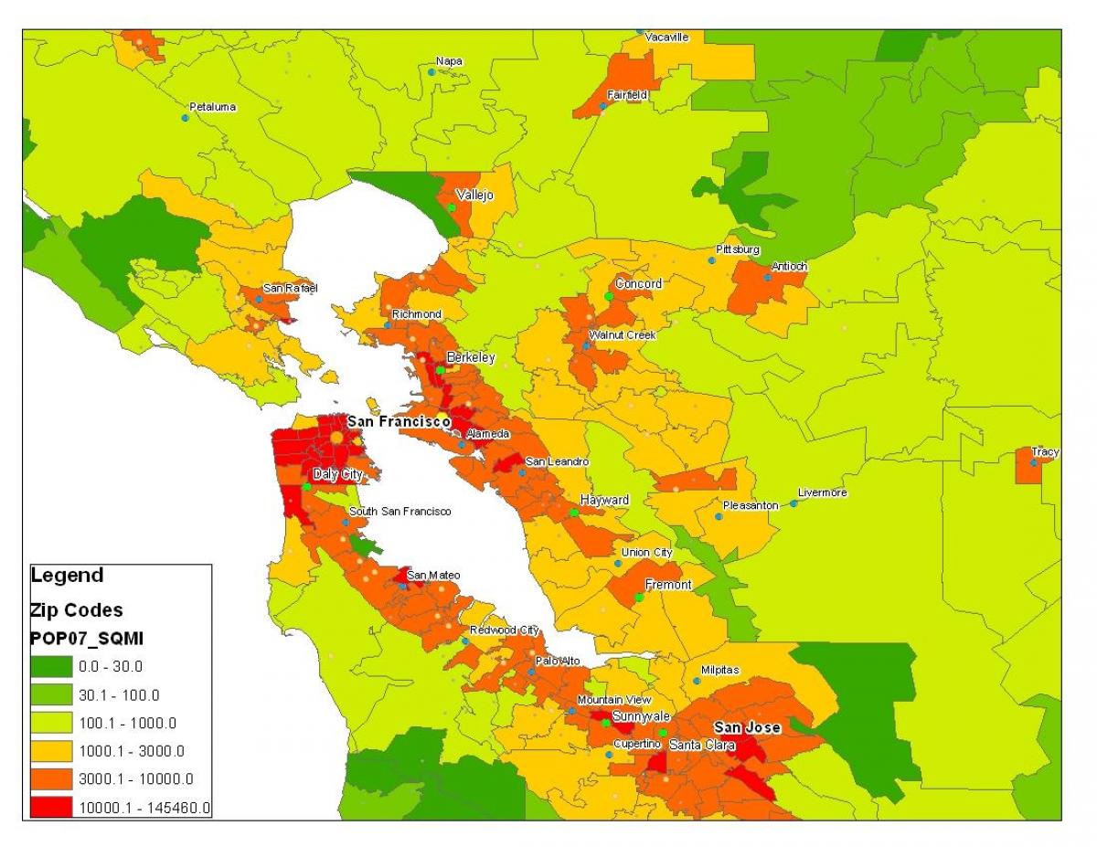 Kaart van San Francisco bevolking