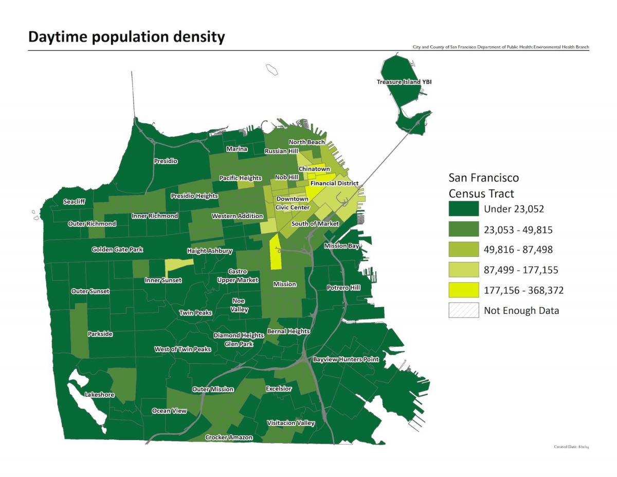 Kaart van San Francisco bevolkingsdigtheid