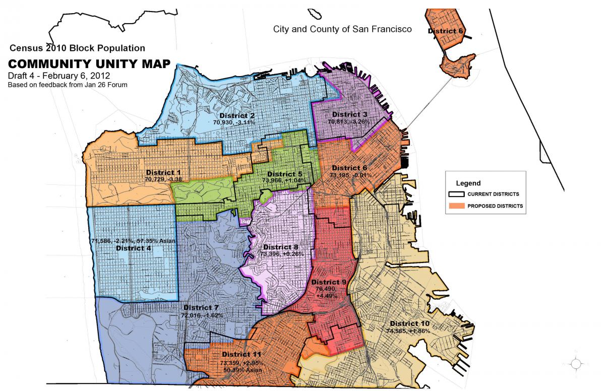 Kaart van San Francisco distrik