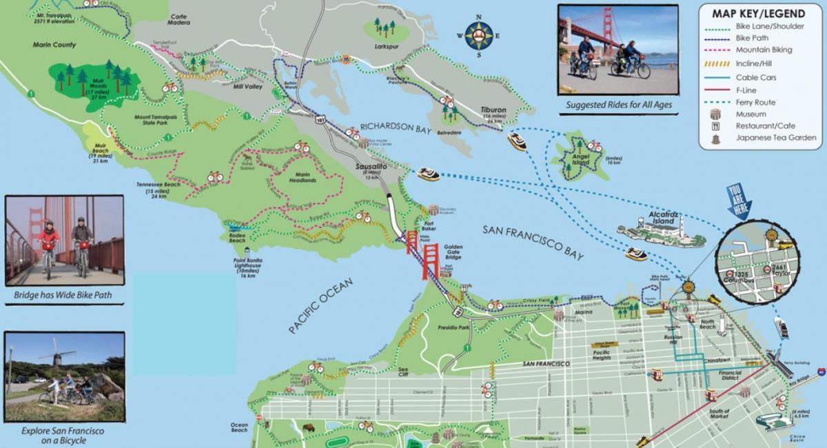 Kaart van San Francisco fiets toer