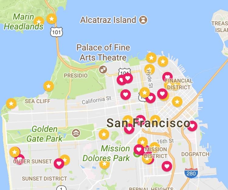 Kaart van San Francisco finansiële distrik