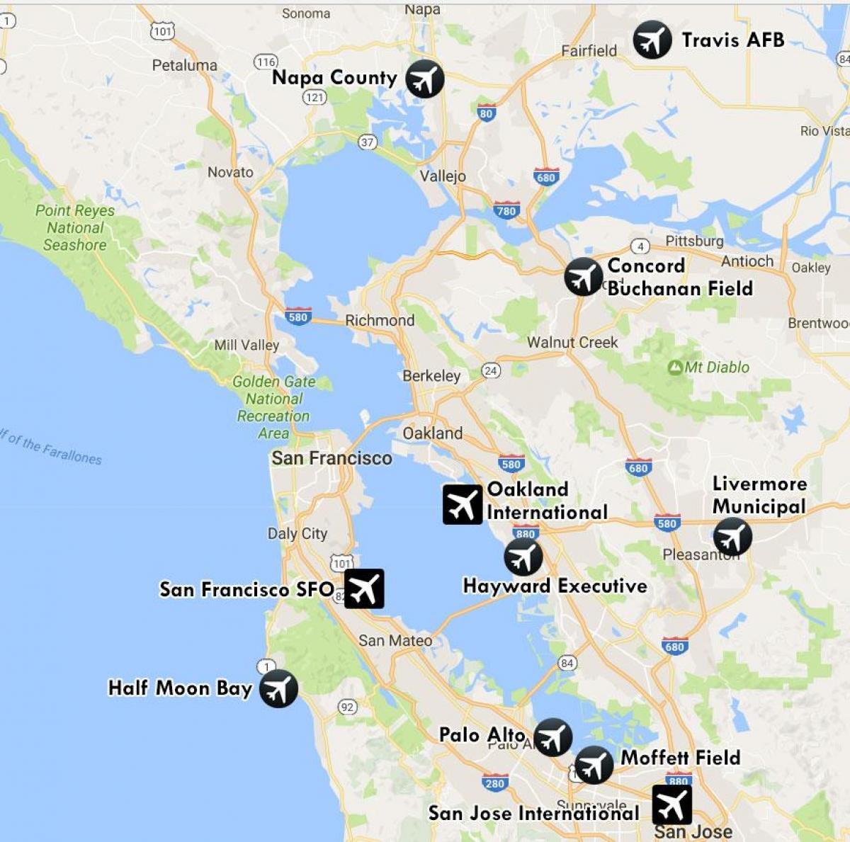 lughawens naby San Francisco kaart