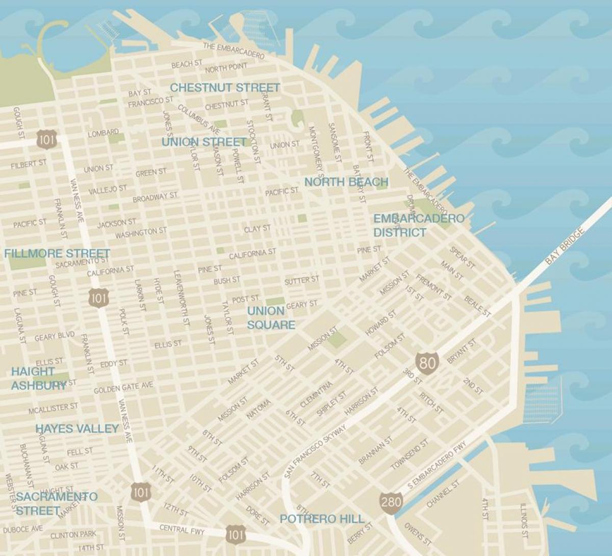Kaart van San Francisco kleed distrik