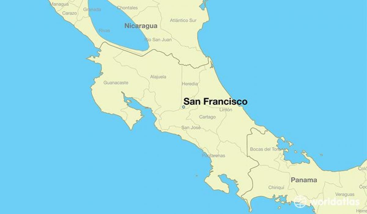 Kaart van San Francisco op'n wêreld
