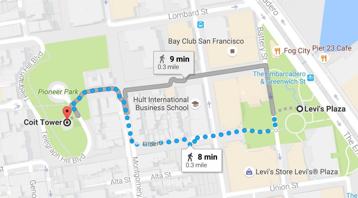 Kaart van San Francisco self-begeleide staptoer