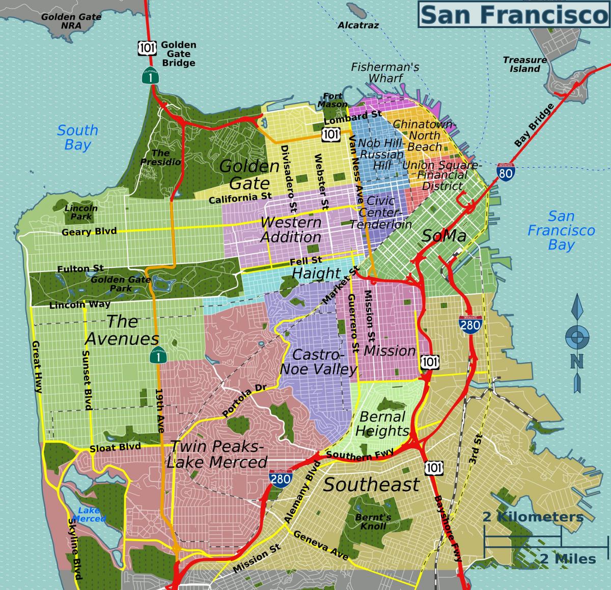 straat kaart van San Francisco kalifornië