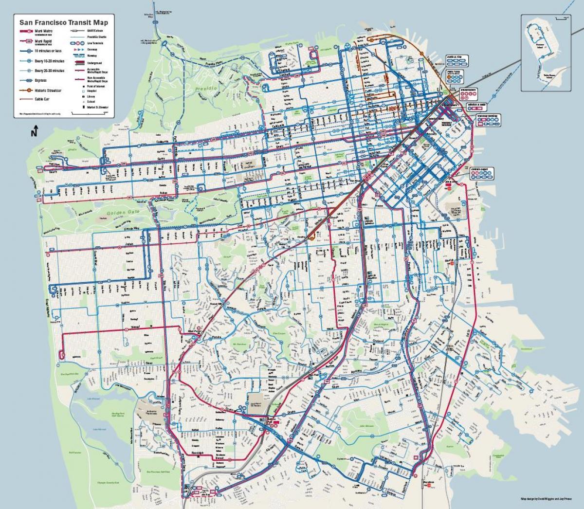 San Francisco bus stelsel kaart