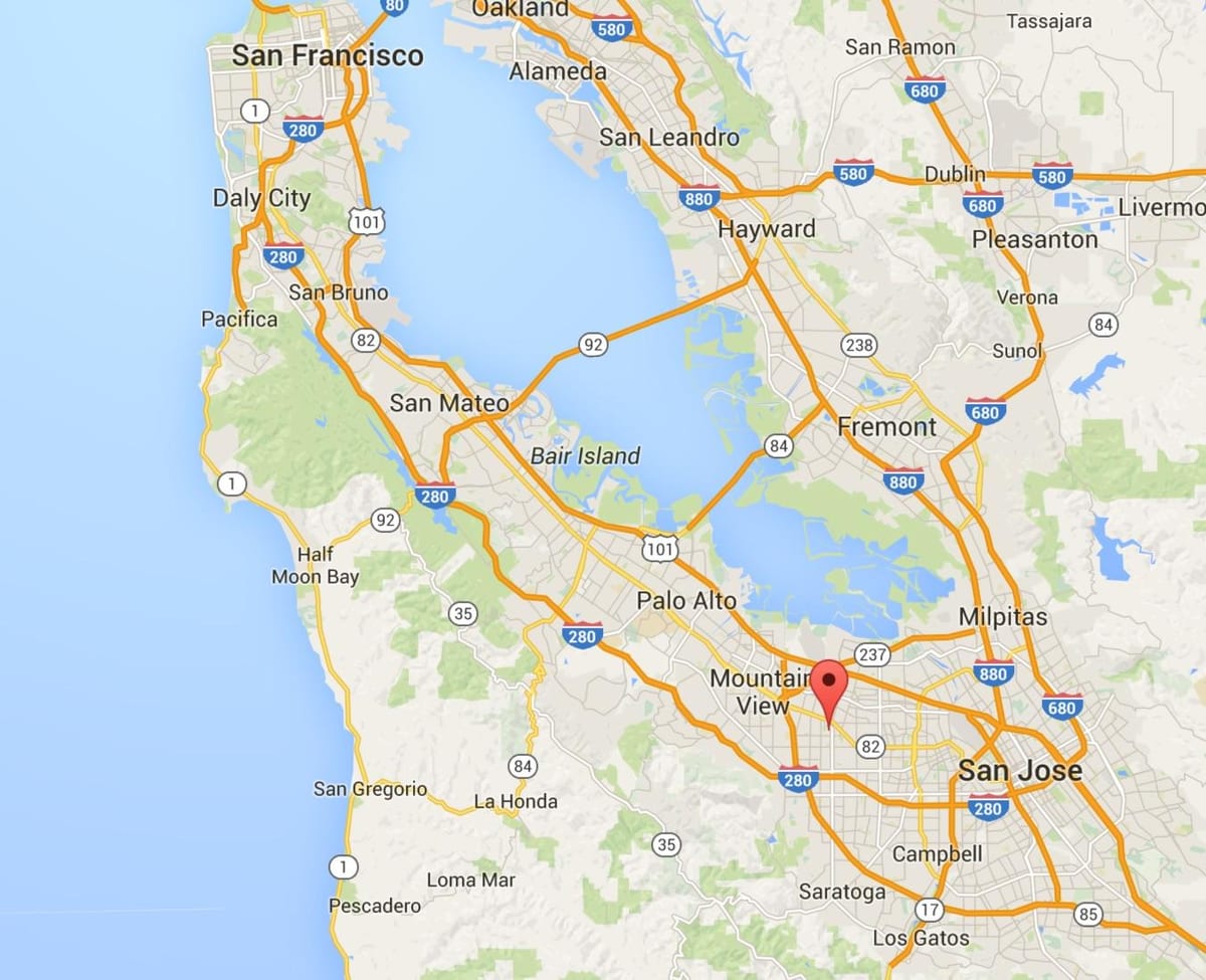 kaart van silicon valley stede