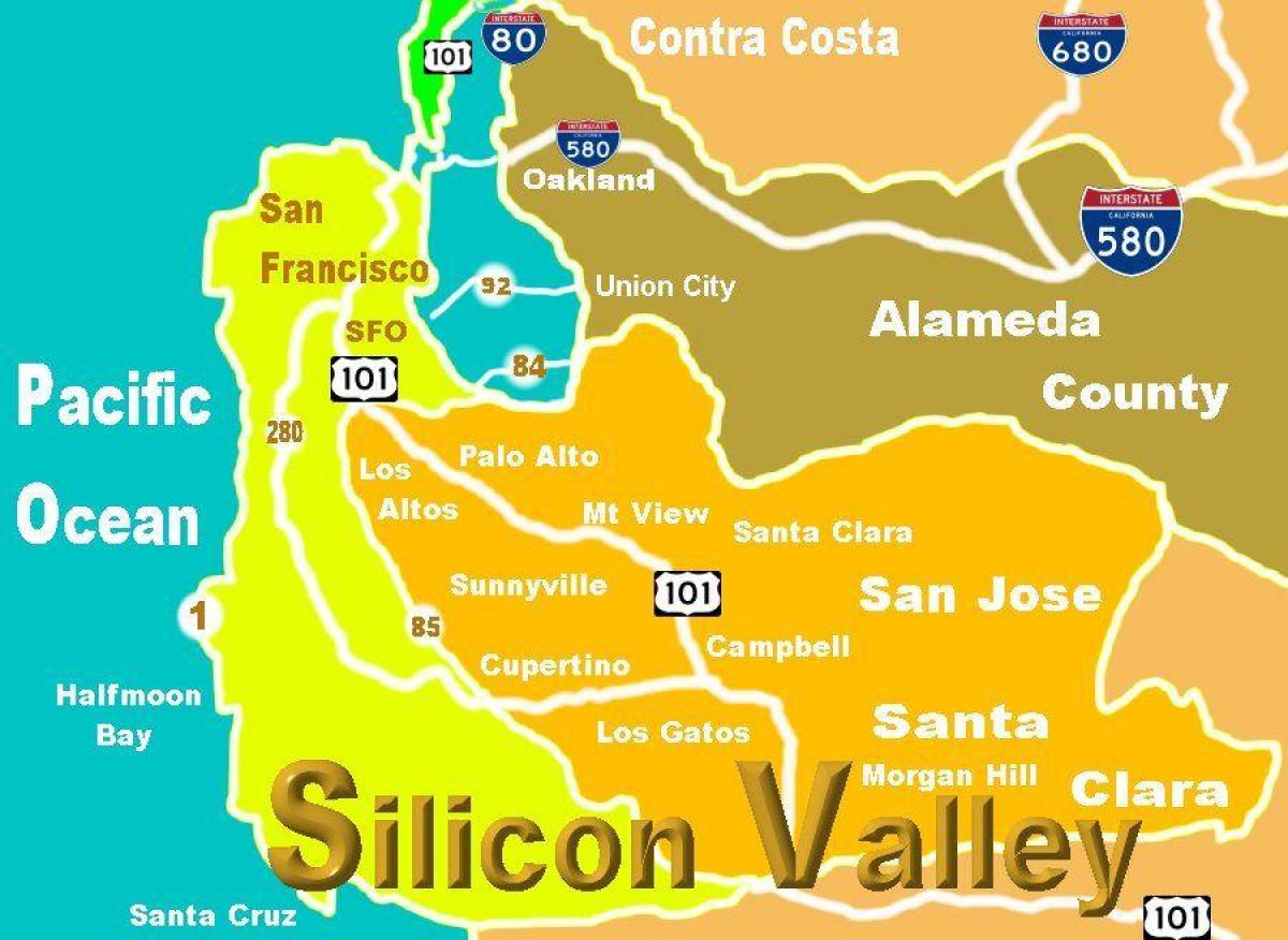 Kaart van silicon valley plek