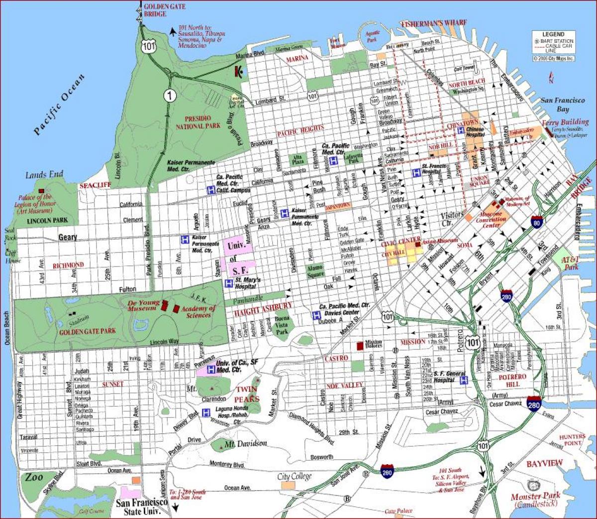 San Francisco va mediese sentrum kaart