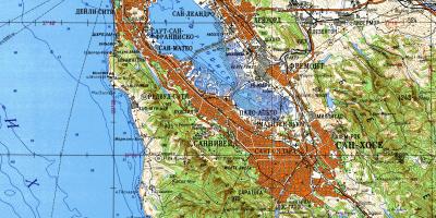 San Francisco bay area topografiese kaart