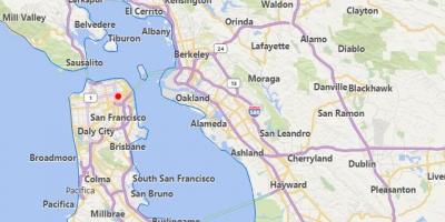 Kaart van kalifornië stede naby San Francisco