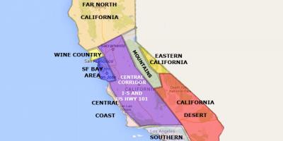 Kaart van kalifornië, noord van San Francisco