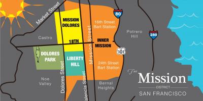 Kaart van die sending distrik San Francisco