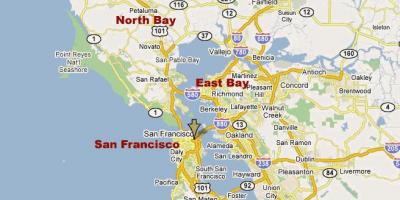 Kaart van suid-bay noord-kalifornië
