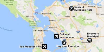 Lughawens naby San Francisco kaart