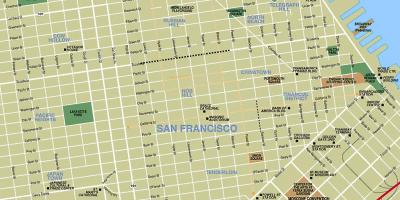 Kaart van die toerisme-aantreklikhede San Francisco