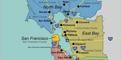 Kaart van suid-San Francisco bay area